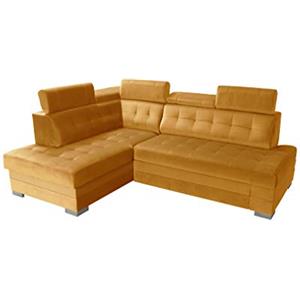 Robin Inspire Divano Angolare Modulare 4 Posti - Divano Letto a L Sinistro - Contenitore, 5 Poggiatesta Regolabili - per Soggiorno Moderno - 240 cm Paris Senape