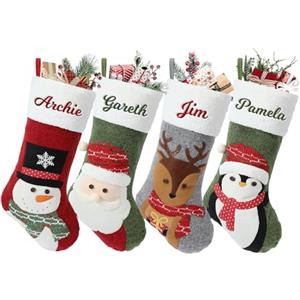 NIBESSER Calza Befana Personalizzata Calze Natalizie da Appendere con Nome Calza Befana Vuota Idea Regalo per Epifania Natale Decoraizione Natalizia per Camino (Stile K, 1 Pezzo)
