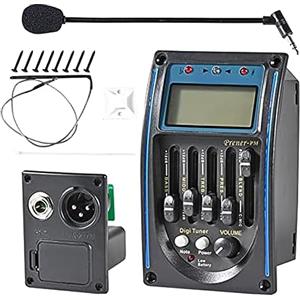 Chavisenty 1Set Pickup Chitarra Acustica 5 Bande Equalizzatore Preamplificatore Chitarra Piezo Pickup Tuner Con Microfono Display LCD