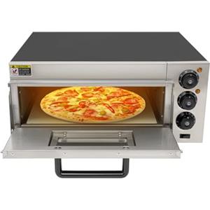 Treeisland Forno per pizza elettrico, 2000 W, 1 camera, in acciaio inox, con regolatore di temperatura da 50 a 350 ℃ e timer da 0 a 30 minuti per la cottura della pizza