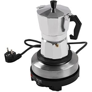 KigerNee Caffettiera elettrica per caffè espresso con piastra riscaldante da 500 W, 3 tazze con 5 livelli di temperatura e valvola di sicurezza per campeggio/ufficio (nero, 150 ml), con protezione contro il