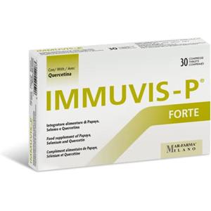 Mar-Farma Milano Immuvis-P Forte - Integratore Alimentare con Papaya Fermentata, Quercetina e Selenio - Supporto per Difese Immunitarie e Protezione Antiossidante - 30 Compresse