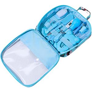 Pineeseatile Kit per toelettatura per bambini, Kit sanitario e per toelettatura per bambini Aspiratore nasale Tagliaunghie Set di spazzole per capelli Cura della pulizia quotidiana del neonato 13 pezzi/set, Stile