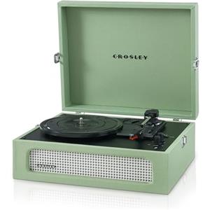 Crosley Voyager Giradischi con 2 altoparlanti, Bluetooth In & Out e AUX - Giradischi Vintage a 3 velocità - Per vinili da 7, 10 e 12 - Portatile con custodia integrata - Sage