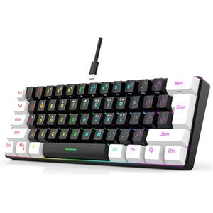 Denash RGB Gaming Tastiera, Tastiera Meccanica 60% Layout, Mini Tastiera Meccanica da Gioco a 61 Tasti,Tastiera Compatta Portatile per Ufficio e Gioco, Staccabile via Cavo (Nero)