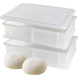 CookandSupply Contenitore per Lievitazione Pizza E Pane BPA-free - Cassette Portaimpasto Certificate di Grado Alimentare - Made in Italy - 2 Box Impilabili 40x30x10 + 1 Coperchio