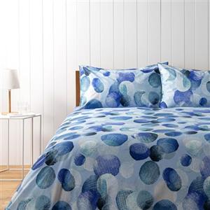 Bassetti, Parure Copripiumone Matrimoniale, Collezione Stray Dot, 100% Cotone, Celeste a Pois