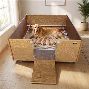 Arredo Box Parto in Legno per Cani - Modello Extra Large XXXL - Cassa Parto con Sistema Antischiacciamento - 125 × 150 × 50 cm