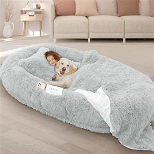ROOMTEC Cuccia per cani umani, dimensioni 180 x 113 x 30,5 cm, adatta per adulti e animali domestici, lavabile, letto gigante per cani spesso 10 cm in memory foam, grande letto per cani oversize con