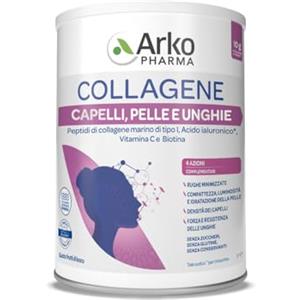 Arkopharma Collagene Capelli, Pelle e Unghie | Integratore Alimentare in Polvere, Collagene Marino con Acido Ialuronico, Vitamina C e Biotina - 1 Confezione da 260g