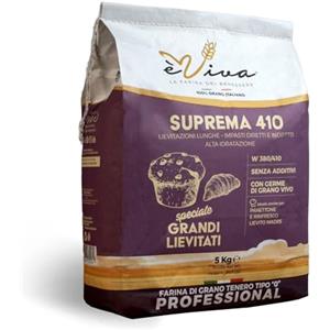 Agricola Piano - Suprema 410 | Farina di Grano Tenero Tipo 0 kg 5, Per Panettone, Pandoro e Rinfresco Lievito Madre, Senza additivi, con Germe di Grano Vivo, Farina Italiana