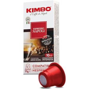 Kimbo, Spacca Napoli, 120 Capsule Caffè Compatibili Nespresso® Original®, Miscela Equilibrata e Corposa, Intensità 10/13, Tostatura Medio-Scura, 12 Pack da 10 Capsule