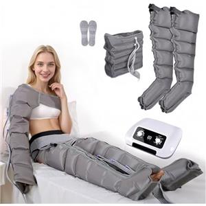LQJHDM Massaggiatore Pressoterapia Gambe | Professionale Stivali 6 Cavità Massaggiatore Pressione per Gambe (Grigio 2gambe+addome)
