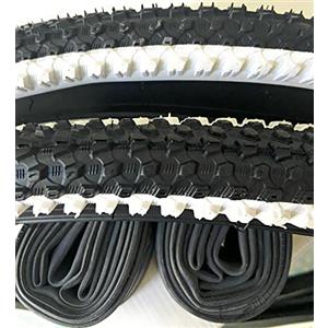 Generico 2 Copertoni 26 X 2.10 MTB + 2 Camere d'Aria Bici 26 MTB Mountain Bike BIANCONERI