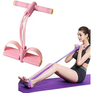 HshDUti Corda di tensione multifunzione, 6 tubi, fascia elastica di resistenza per pedale, per yoga, per addome/vita/braccia/gambe, stretching dimagrante (rosa)
