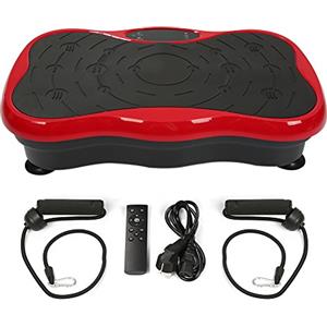THINFAR Pedana Vibrante, Fitness Pedana Vibrante 3D Vibration Trainer, con Telecomando e Bande di Resistenza, Altoparlanti Bluetooth, LCD Display-53x32,5x12 cm (Nero e rosso)