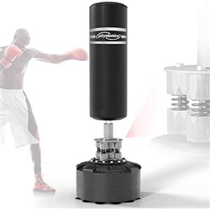 Physionics® Sacco da Boxe da Terra - Professionale, 175 cm, Autoportante, Base con Acqua/Sabbia, Resistente, Nero - Punching Ball Boxe Adulti, Pungiball Boxe, Pugilato, Boxing Bag