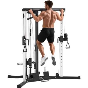 SPORTNOW Power Tower 15 Posizioni Regolabile per Casa 170x139x200 cm Nero | Stazione Fitness, Sbarra per Trazioni e Bilanciere, Palestra Multifunzione in Acciaio, per Home Gym, Rack Palestra