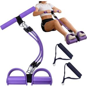 Generico Fascia di Resistenza con il Pedale, Corda Elastica 3 Tubi, Allenatore Addominale, Yoga Fitness Pedal Pull Rope Sit-up Bodybuilding Expander, Attrezzi Palestra Casa