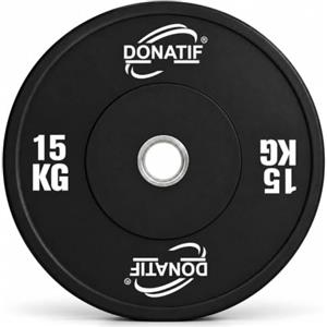 Donatif Disco Bumper in Gomma per Bilanciere Olimpico 50 mm da 5 a 25 kg | Dischi Pesi Palestra Professionali, Set da 5 a 25 kg a Bassa Rumorosità, Assorbimento Urti e Garanzia 24 Mesi.