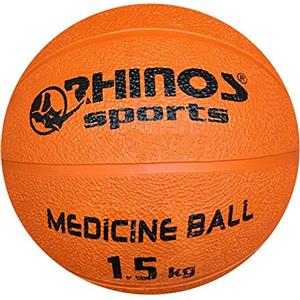 RHINOS sports, palla medica, palla da ginnastica, da 800 g, 1 kg, 1,5 kg, 2 kg, 3 kg, 4 kg, 5 kg, colori assortiti, orange, 1,5 kg