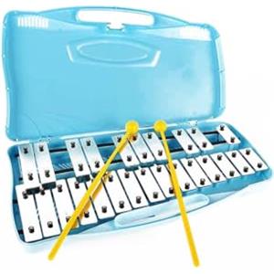 Generico Angel AG25N2 Metallofono 25 Note, Piastre Cromate G4-G6, Valigetta Azzurra, Bacchette Gialle