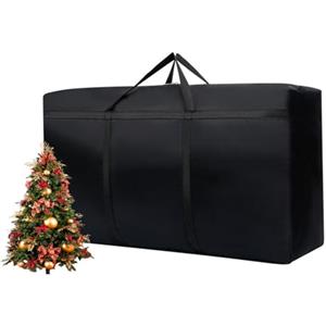 Treer Custodia Porta Albero di Natale, Custodia Albero di Natale 110cm, Sacca per Albero di Natale in Tessuto Oxford 600D, Borsa Porta Albero di Natale con Cerniera e Manici (Nero,110x60x35cm)
