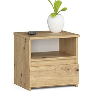 AKORD | Comodino Piccolo con un Cassetto e un Ripiano | Armadio Camera da Letto | Cassettiera Scrivania | Salvaspazio | 40x40x35 cm | 16mm Pannello laminato | Rovere Artigianale