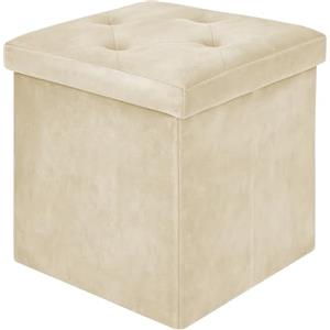 IlGruppone Pouf Contenitore In Velluto Quadrato Moderno Panca Cassapanca Soggiorno Panchina Per Ingresso Scarpiera Sgabello Panca Moderna - Panna