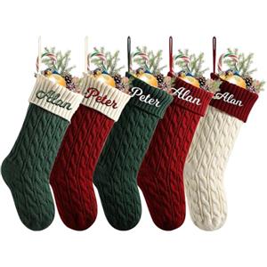NIBESSER Calza Befana Personalizzata Calze Natalizie da Appendere con Nome Calza Befana Vuota Idea Regalo per Epifania Natale Decoraizione Natalizia per Camino (Stile U, 1 Pezzo)