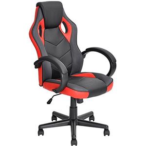 BAKAJI Sedia Gaming Poltrona da Ufficio Direzionale con Ruote Girevoli e Altezza Regolabile - Design Sportivo Rosso