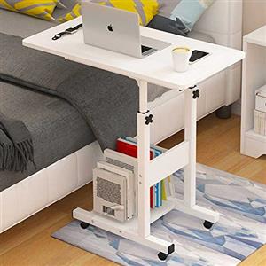 BAKAJI Scrivania Regolabile in Altezza con Struttura in Metallo e Piano in Legno MDF - Design Moderno 60 x 40 x 86 cm (Bianco)