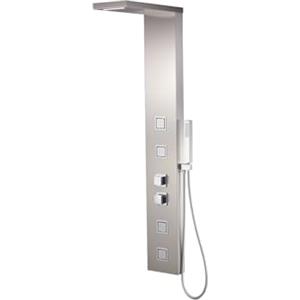 Parama Pannello Doccia Lares in Acciaio Inox Spazzolato con Doccino, Cascata e 4 Getti Idromassaggio