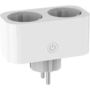 Phyachelo Presa Doppia Intelligente TUYA Smart Wifi 16A Tuya WiFi per Controllo Remoto Wireless Vocale 16A 2 In 1 Presa UE Interruttore Smart Home con Controllo Vocale Tramite App e Timing. Spina EU.