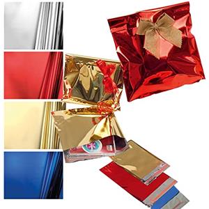 PNP Buste Regalo in PPL Metal Lucido Argento 16x21 4cm con Patella Adesiva - Confezione da 50