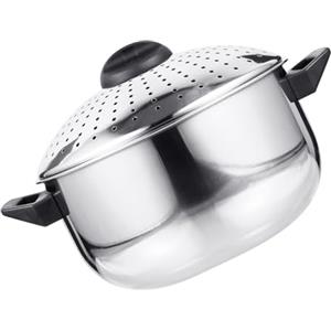 Garvalon Pentola Per Pasta in Acciaio Inossidabile Con Coperchio E Scolapasta Integrato Cuoci Noodles Rapido Leggero E Portatile Adatta Per Fornello Induzione