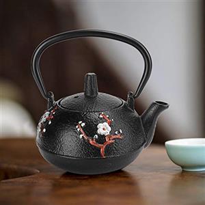 TOTITOM 0.3l Bollitore per il tè in ghisa, teiera in ghisa, set di bollitore giapponese Tetsubin, decorazione regalo giapponese a imitazione di fiori di prugna gazza non patinata giapponese