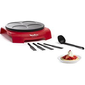 Moulinex Crepera Accessimo Placa Prometal con Revestimiento Antiadherente, 720 W, capacidad de 4 creps, 4 espátulas y cucharón incluidos, fácil uso, almacenamiento vertical, PY312511