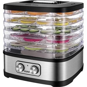 YASHE Essiccatore automatico, 5 vassoi regolabili in altezza, regolazione della temperatura 35 - 70 °C, 240 W, senza BPA, disidratatore silenzioso e compatto per frutta, verdura, erbe e carne