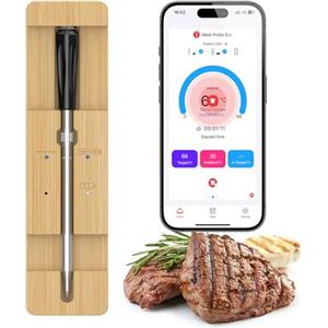 TKMARS Termometro Cucina Wireless BBQ 100m Bluetooth Smart Termometro Carne Barbecue Intelligente Bluetooth PUò Essere Usato per Sonda Alimenti, Forno, Barbecue, Bistecca, App Compatibile con Ios/Android