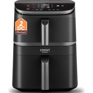 COSORI Turbo Tower Friggitrice ad Aria 10,8L con Cestelli Verticali, Cottura Salvaspazio a 3 Livelli, 2630W, 6 Funzioni, 2 Motori DC, 50+ Ricette Complete Online,CAF-DC111,Grigio