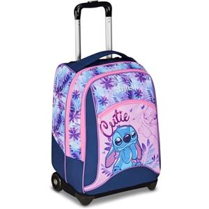Seven Big Trolley Lilo & Stitch Scuola Fisso, Viola, 2 in 1, Doppio Uso, Trolley e Zaino,Scuola Elementare, Bambina