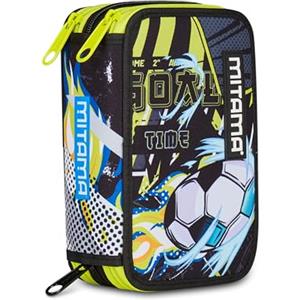 Mitama Astuccio Scuola 3 Scomparti, TRIPLO MANGABALL, Contenuto 47 pz, Completo di Matite, Pennarelli, Portapenne Scuola Elementare Bambino