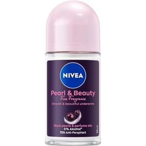 NIVEA Deodorante Roll on Pearl & Beauty Fine Fragrance 50 ml, Deodorante donna antitraspirante per una protezione 72h, Formula con Estratti di Perla Nera e Oli profumati per un fragranza raffinata
