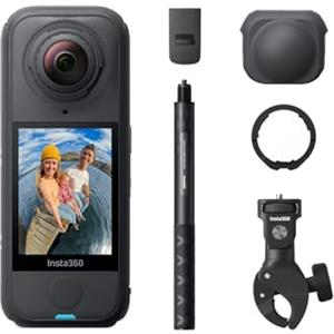 Insta360 X4 Air Pack Moto Multiview Nero grafite- Videocamera leggera 165g 8K 360, selfie stick invisibile, lenti sostituibili, prima registri poi inquadri, cover antivento integrata.
