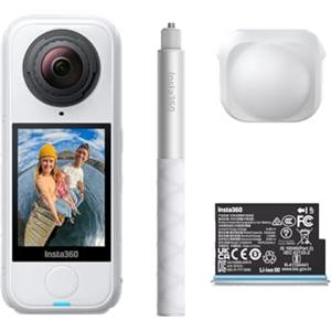 Insta360 X4 Air Pack Starter Bianco artico- Videocamera leggera 165g 8K 360, selfie stick invisibile, lenti sostituibili, prima registri poi inquadri, cover antivento integrata,stabilizzazione.