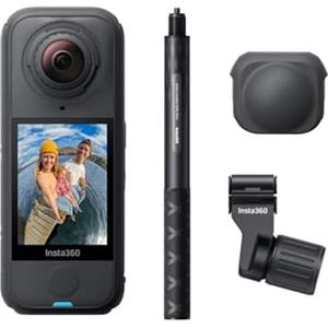 Insta360 X4 Air Pack Sci Nero grafite- Videocamera impermeabile e leggera 165g 8K 360, selfie stick invisibile, lenti sostituibili, prima registri poi inquadri, cover antivento integrata.