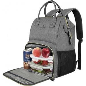 MATEIN Pranzo Zaino Donna, Porta PC 15,6 Pollici con Scomparto Lunch Isolato, da Viaggio con Porta USB, Zaino Impermeabile Borsa Termica Porta Pranzo per Uomo Lavoro Picnic, Grigio