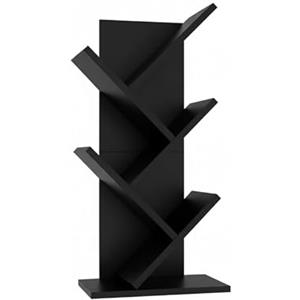 Baroni Home Libreria ad Albero Salvaspazio a 4 Ripiani Scaffale Portalibri Verticale da Terra per Soggiorno, Studio e Cameretta, 18x30x 60cm Nera