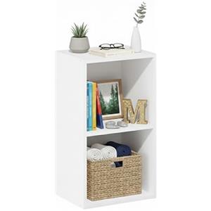 Baroni Home Libreria a Cubi Componibile Bianca, Scaffale Modulare 2 Ripiani Multiuso per Soggiorno, Camera e Ingresso, Design Moderno, Montaggio Semplice, 24x31x54cm